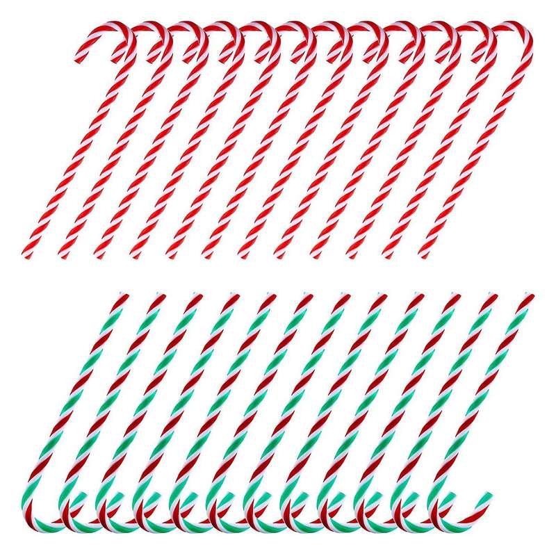 48pcs Plastic Fake Candy Canes for Christmas Tree Hanging Decorations