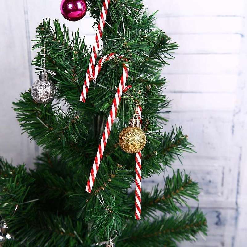 48pcs Plastic Fake Candy Canes for Christmas Tree Hanging Decorations
