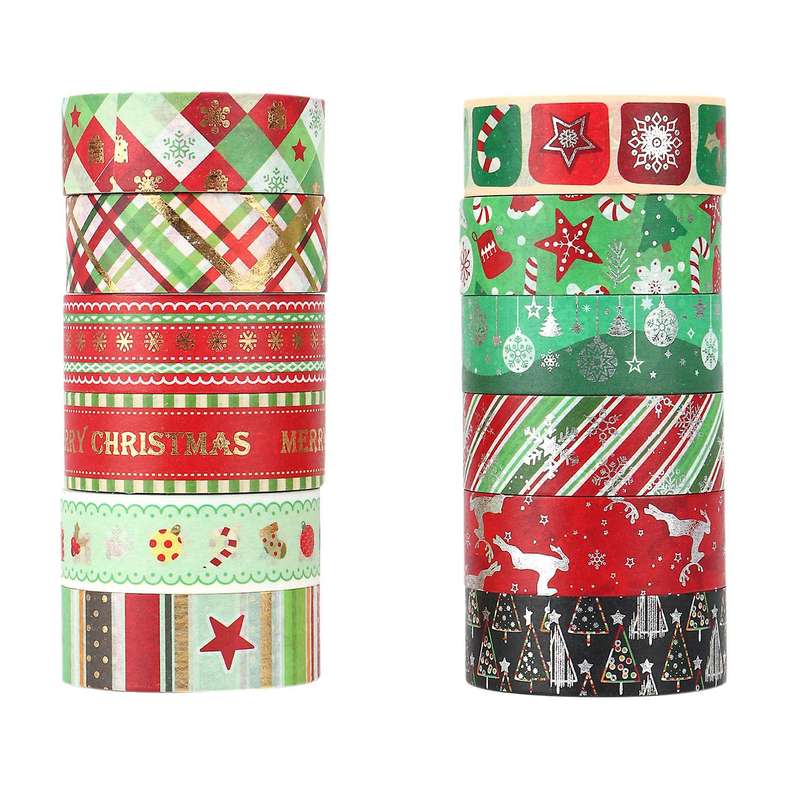 12 Rolls Christmas Holiday Washi Tape Diy for Gift Wrapping Art