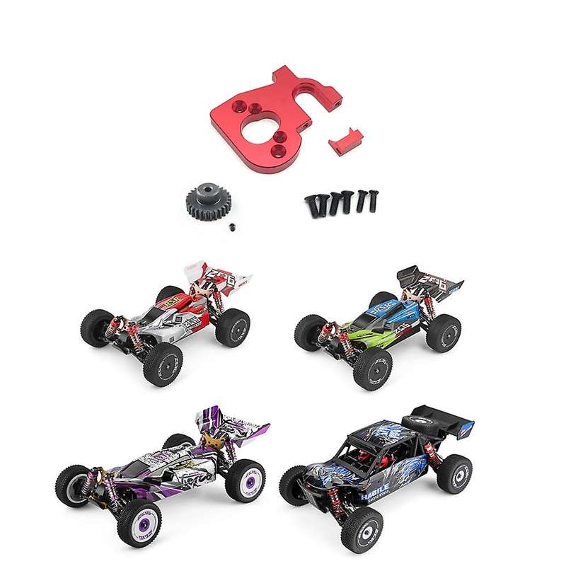 Rc Car Motor Mount Holder with Motor Gear for Wltoys 144001,red