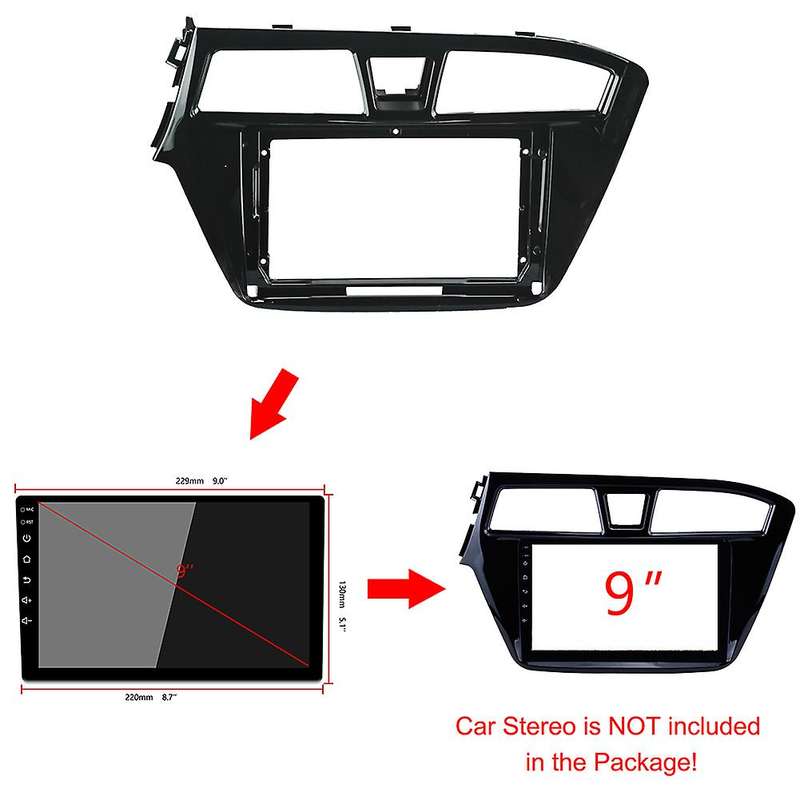 9 Inch 2 Din Car Stereo Radio Fascia Panel for Hyundai I20 2014-2017