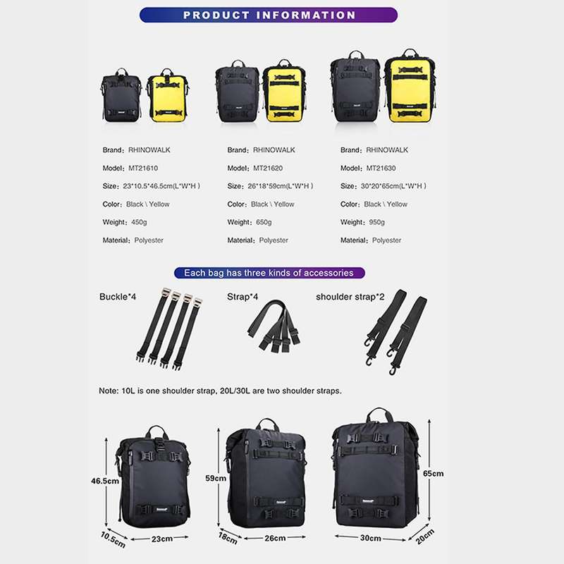 Rhinowalk Pannier Bag Bicycle Waterproof Motorbike Bag 10l(black)