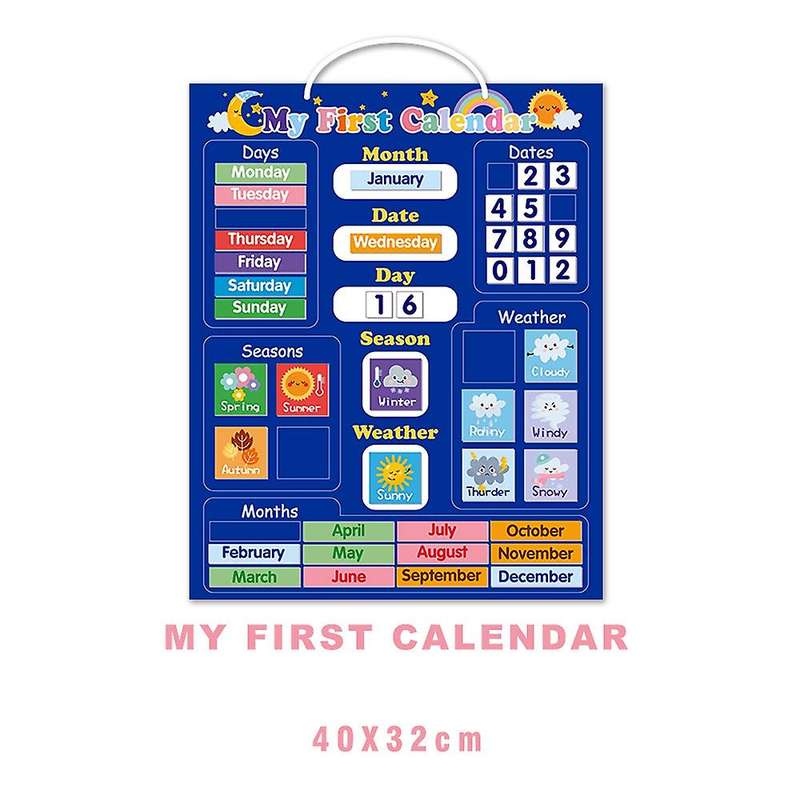 Magnetic First Calendar Time Month Date Day Season Toy for Boys Girl