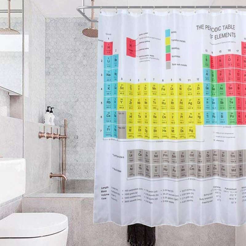 Periodic Table Of Elements Shower Curtain Waterproof Fabric Curtains