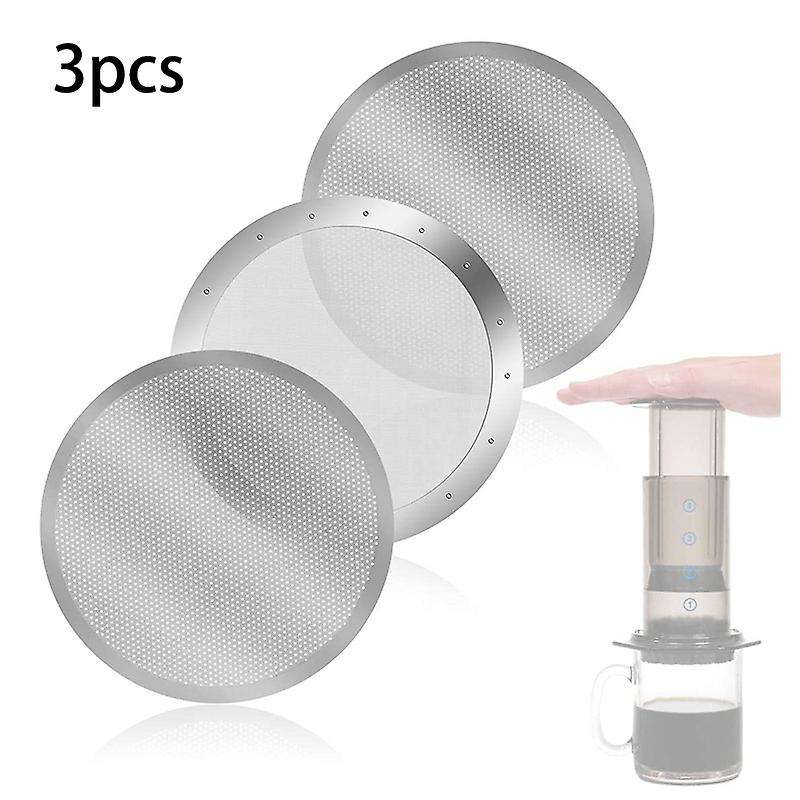 3 Pack Metal Coffee Filter Mesh for Aeropress Coffee Maker, Silver