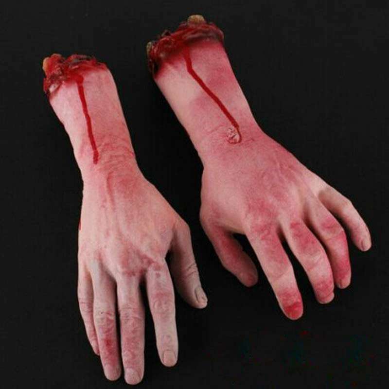 Bloody Horror Halloween Prop Fake Severed Life Size Arm Hand 22-23cm