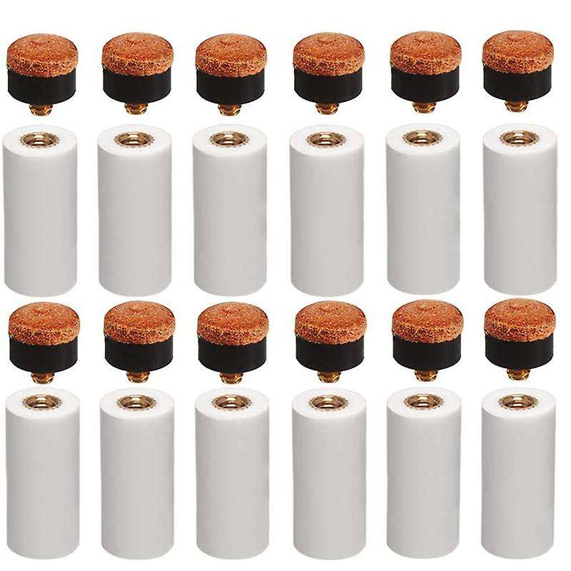 12 Sets 12mm Billiard Pool Cue Tips with Pool Cue Ferrule for Snooker