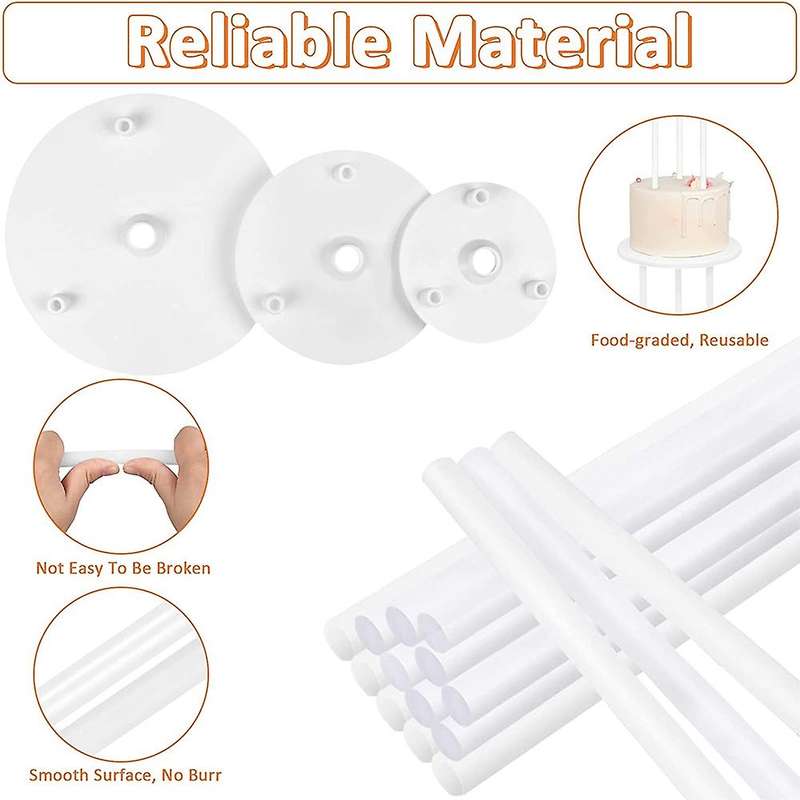 Cake Supports - Pack Of 18 Cake Stands, Reusable Dowel Rods