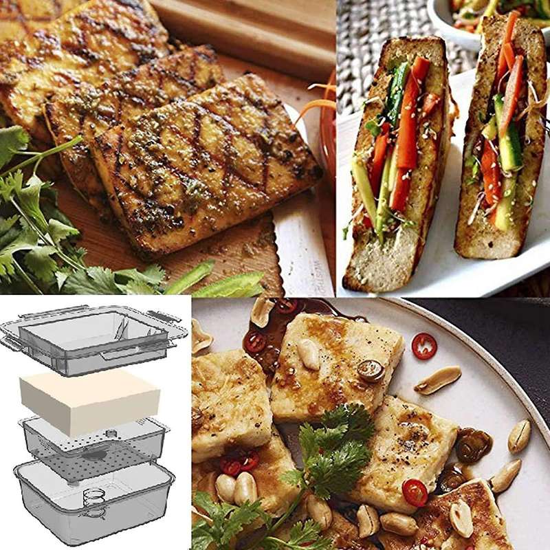 Diy Plastic Tofu Press Mold with Cheese Cloth Kitchen Cooking,gray