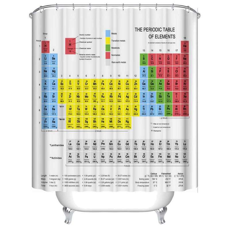 Periodic Table Of Elements Shower Curtain Waterproof Fabric Curtains