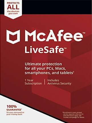 McAfee Livesafe 50 Device 1 Year Key SA / Global