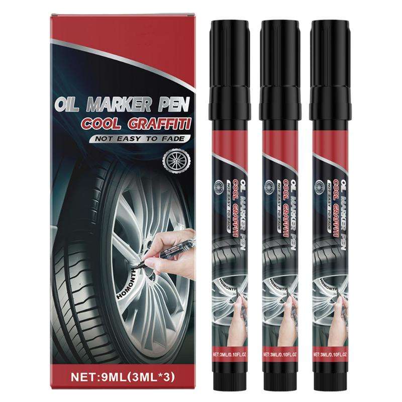 Black Tire Paint Marker Waterproof Tire Marking Pen 3X Wear-Resistant Wheel Marker Car Accessories C