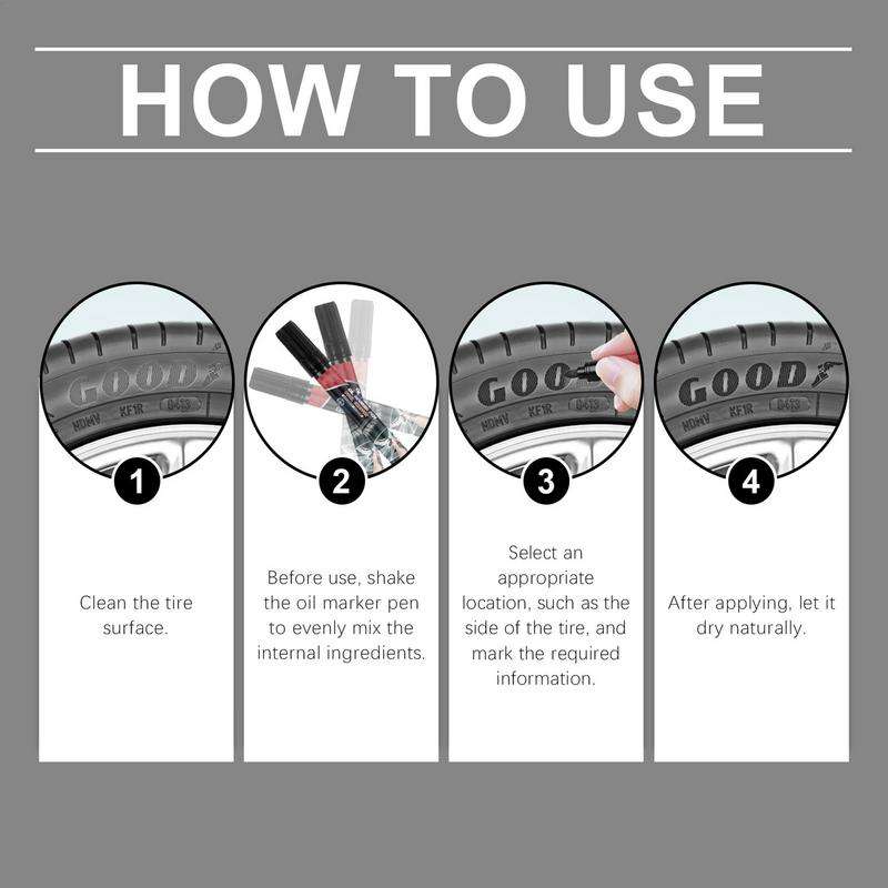 Black Tire Paint Marker Waterproof Tire Marking Pen 3X Wear-Resistant Wheel Marker Car Accessories C