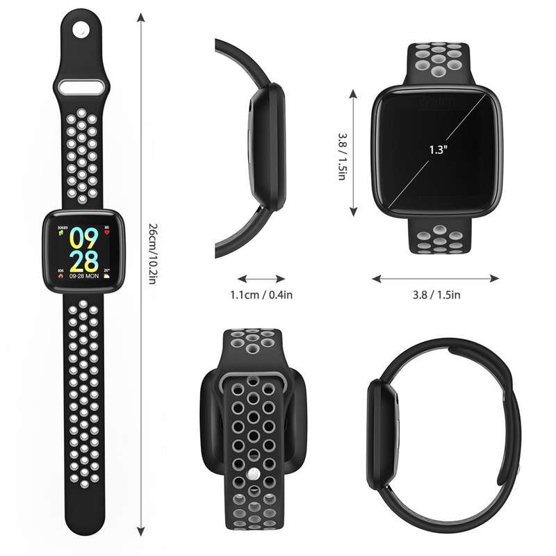 Smart Watch Heart Rate Monitor Tracker Fitness Sports Watch F15/ Y6 - Black & Grey