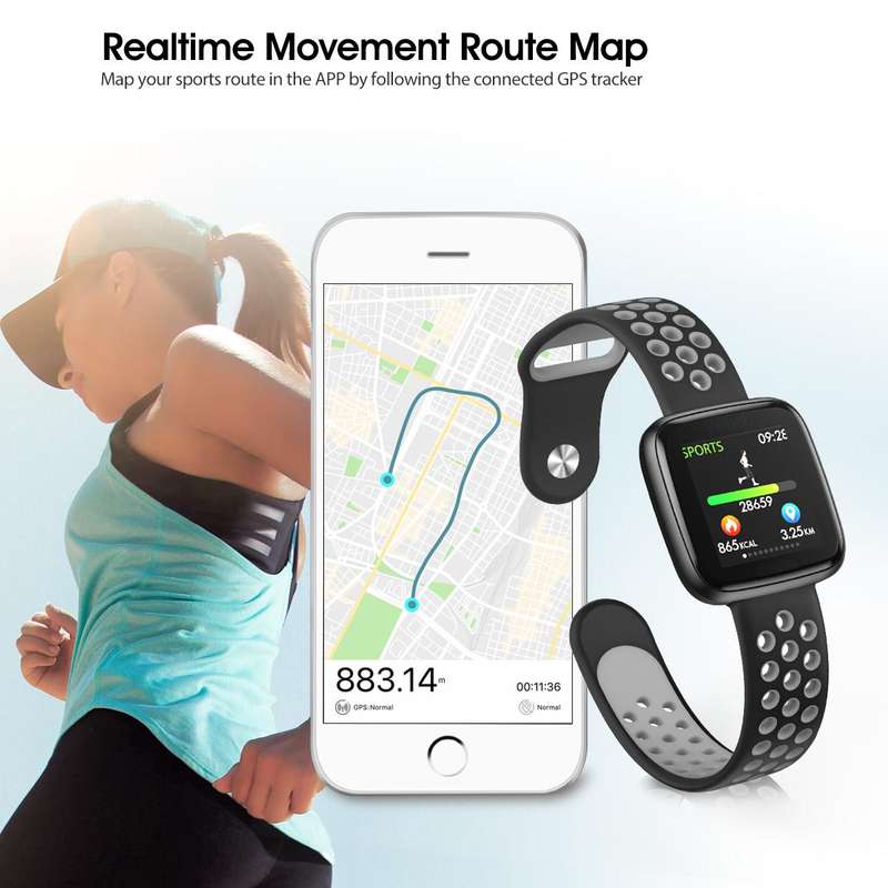 Smart Watch Heart Rate Monitor Tracker Fitness Sports Watch F15/ Y6 - Black & Grey