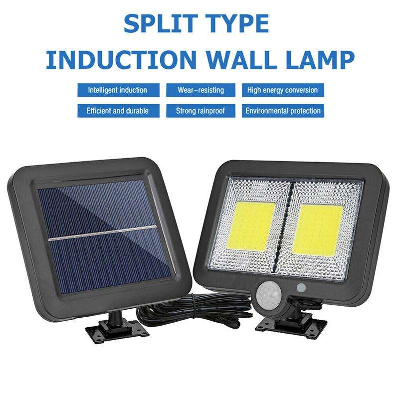 108 COB LED Bright White Solar LED Light With Split Solar Panel & Motion Sensor with Cable