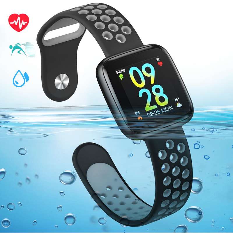 Smart Watch Heart Rate Monitor Tracker Fitness Sports Watch F15/ Y6 - Black & Grey