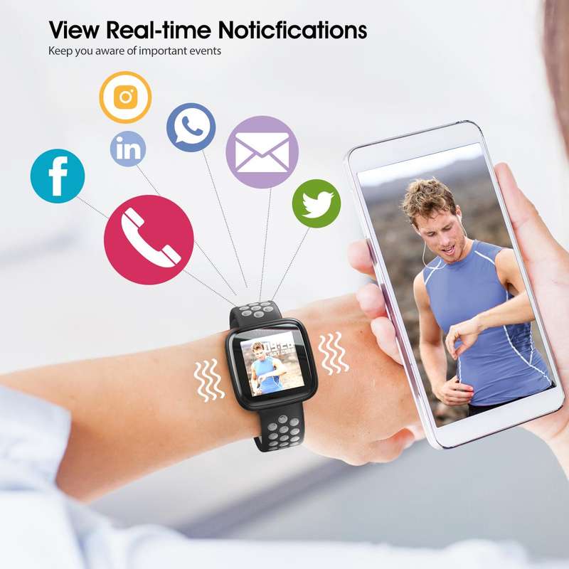 Smart Watch Heart Rate Monitor Tracker Fitness Sports Watch F15/ Y6 - Black & Grey