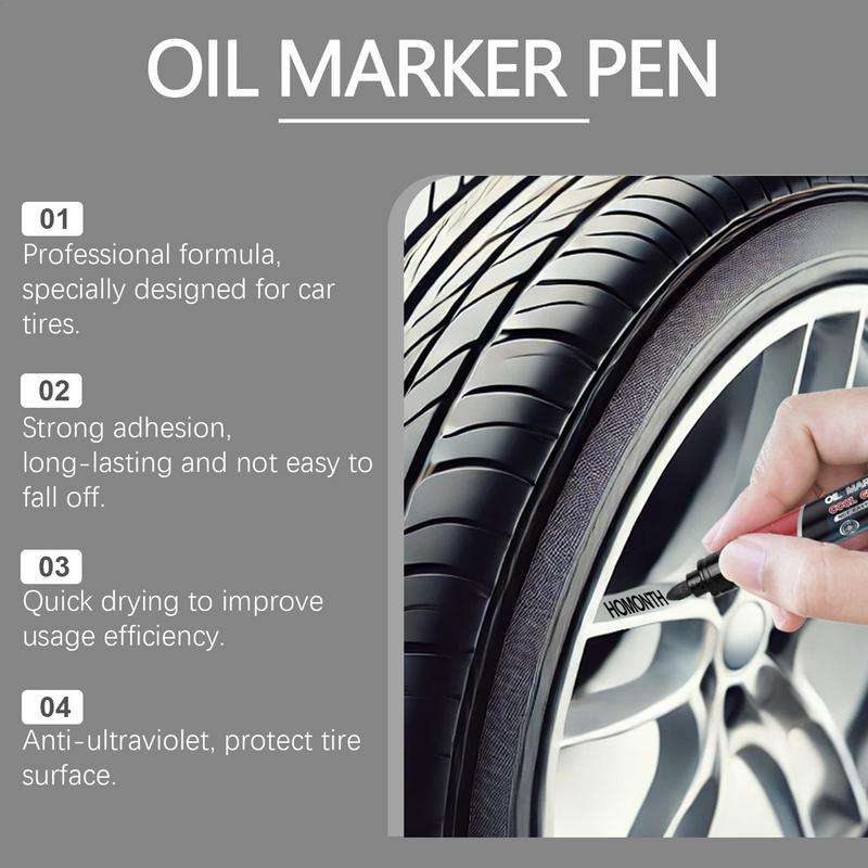 Black Tire Paint Marker Waterproof Tire Marking Pen 3X Wear-Resistant Wheel Marker Car Accessories C