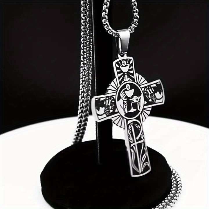 1 Piece Steel Color Jesus Theme Pendant