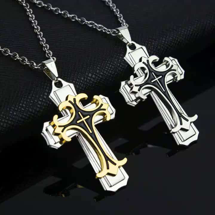 1 Piece Golden Add Steel Color Jesus Theme Pendant
