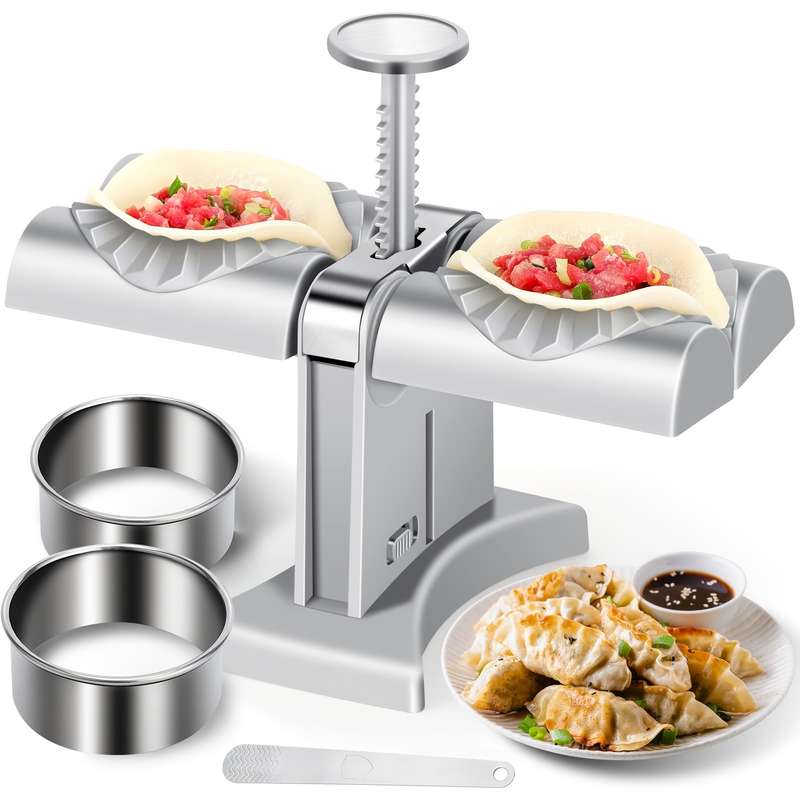 1pc Herobaby Automatic Double Head Dumpling Maker With Stuffing Scoop 2 Noodle Cutters And 8.