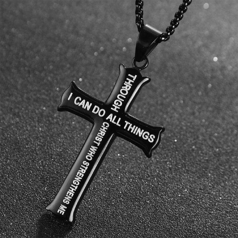 1 Piece Golden Add Blackx2 Jesus Theme Pendant