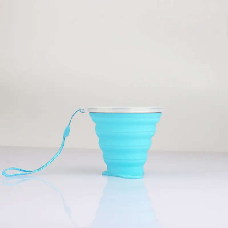 1pc Collapsible Silicone Travel Cup with Lid Portable and Reusable Drinking Cup for Camping Hiking
