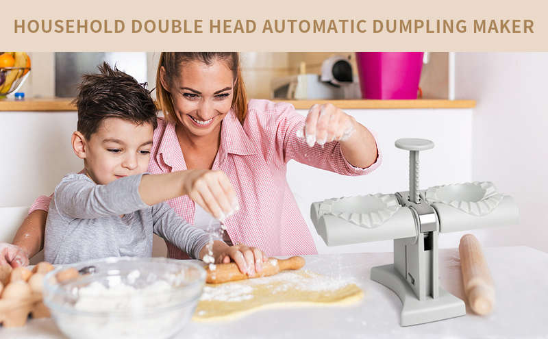 1pc Herobaby Automatic Double Head Dumpling Maker With Stuffing Scoop 2 Noodle Cutters And 8.