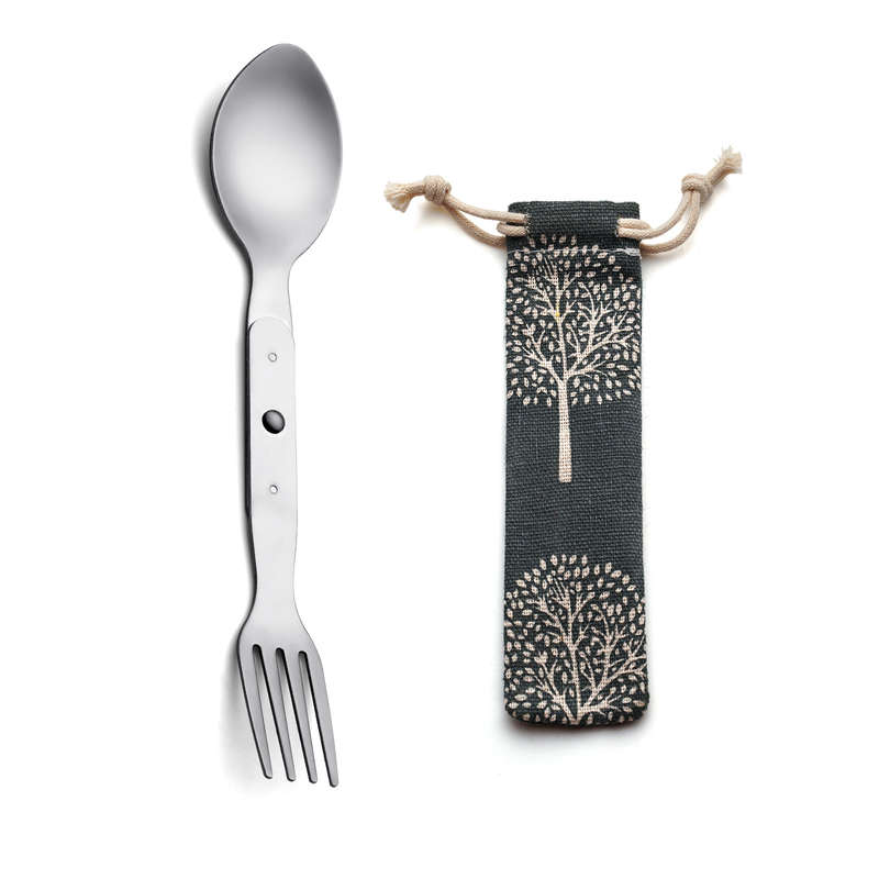 2-in-1 Folding Spork Stainless Steel Spoon Fork for Camping Hiking Backpacking Includes