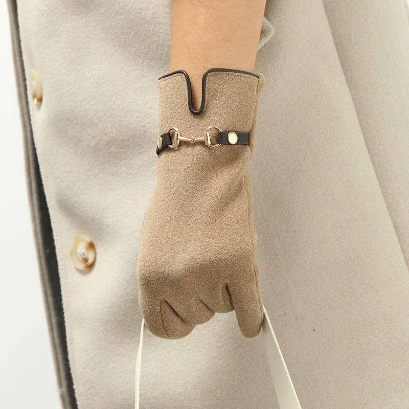 1 Pair Khaki Warm Gloves