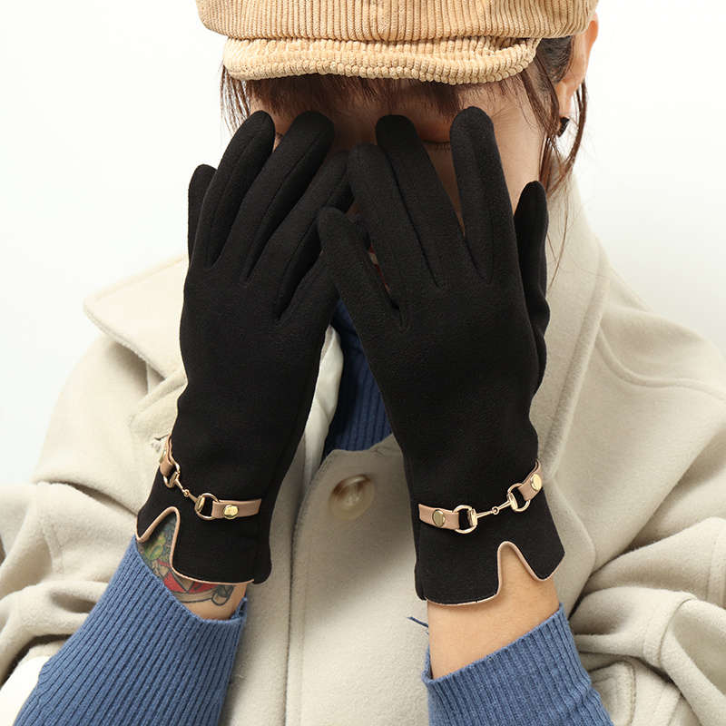 1 Pair Khaki Warm Gloves