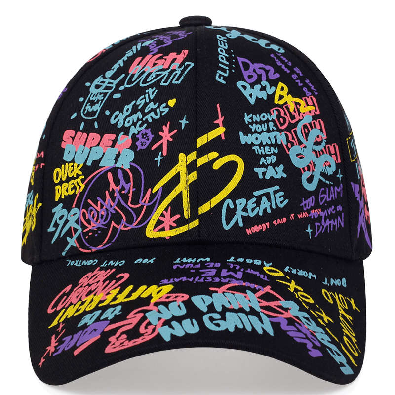 1pc Graffiti Baseball Cap Women's Adjustable Cap Hat Unisex Distressed Baseball Cap Ponytail Hat Em