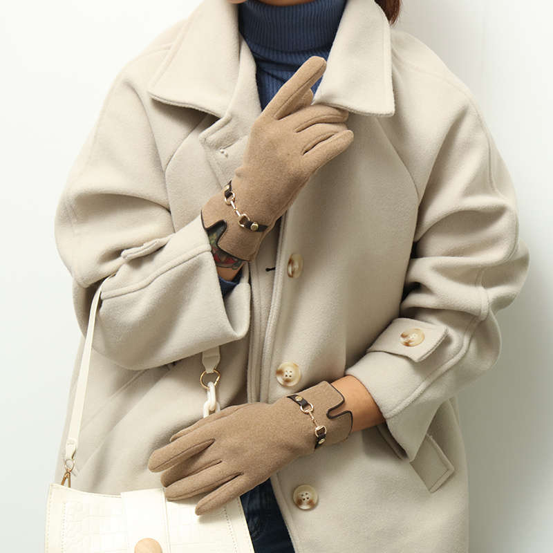 1 Pair Khaki Warm Gloves