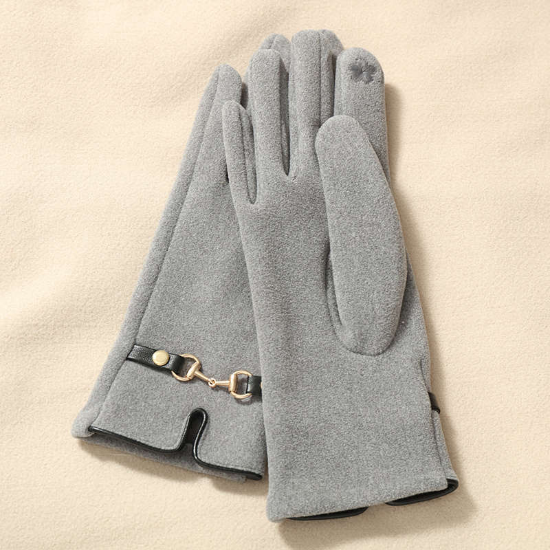 1 Pair Khaki Warm Gloves