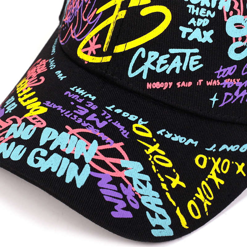 1pc Graffiti Baseball Cap Women's Adjustable Cap Hat Unisex Distressed Baseball Cap Ponytail Hat Em