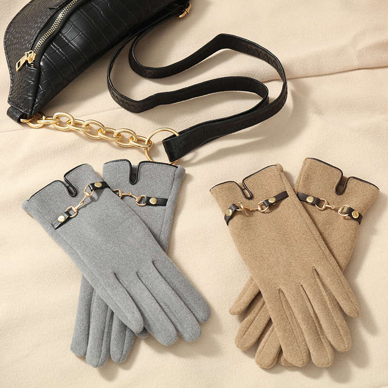 1 Pair Khaki Warm Gloves