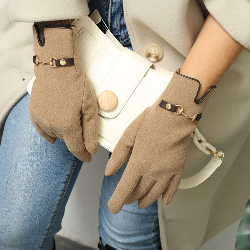 1 Pair Khaki Warm Gloves