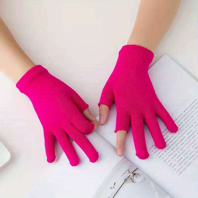 1 Pair Bright Red Warm Gloves