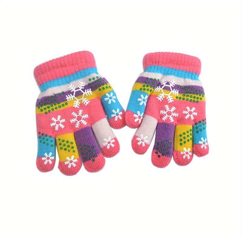 1 Pair 1 To 4 Years Old Pink Warm Gloves
