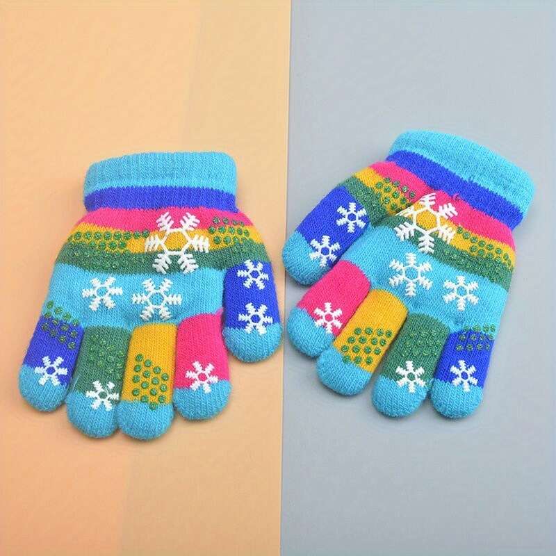 1 Pair 1 To 4 Years Old Red Warm Gloves