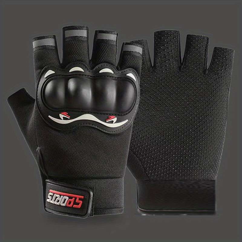 1 Pair Red Items Half Finger Exposed Gloves Outdoor Sports Gloves