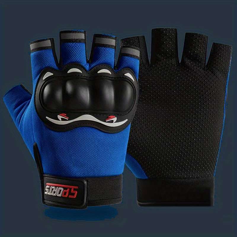 1 Pair Red Items Half Finger Exposed Gloves Outdoor Sports Gloves