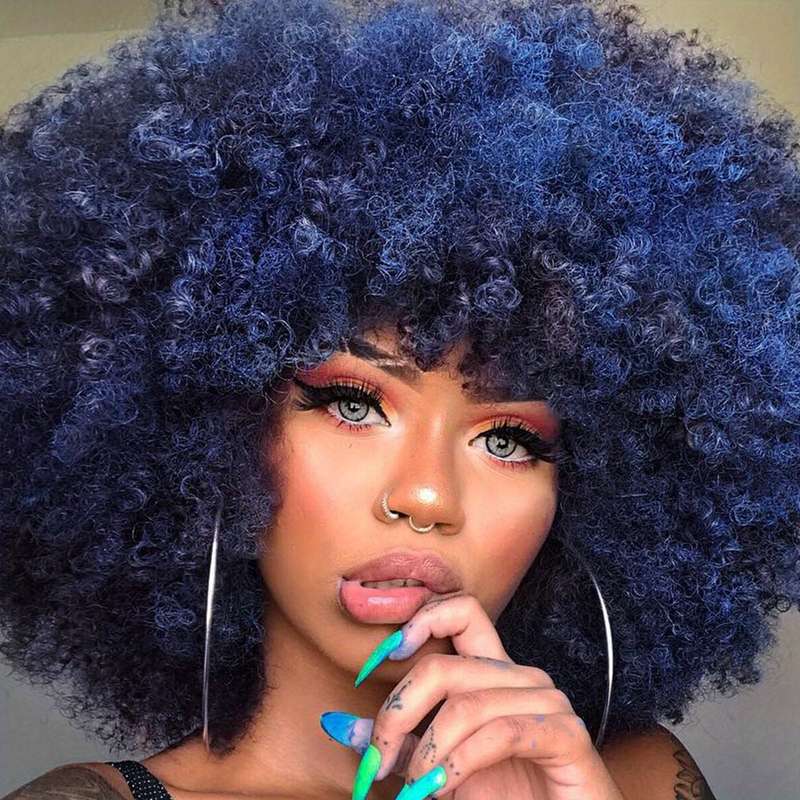 1Pc Navy Blue 25.4cm Fashion Design Wig