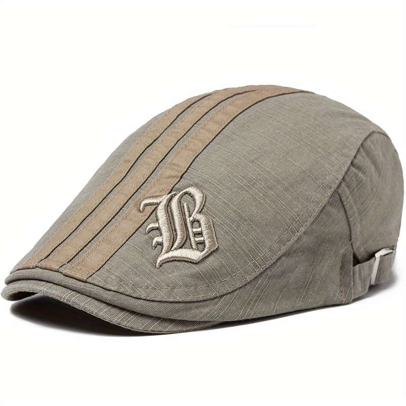 1pc Vintage Beret Hat Vintage Men's Embroidery Beret Spring Autumn Flat Cap Adjustable Visor Hat