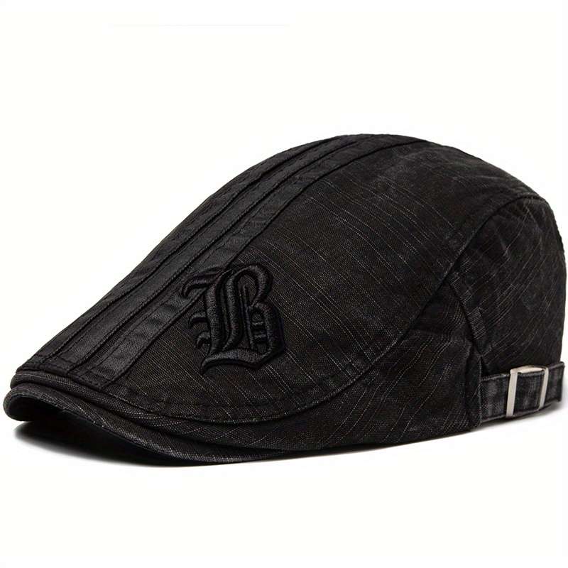 1pc Vintage Beret Hat Vintage Men's Embroidery Beret Spring Autumn Flat Cap Adjustable Visor Hat