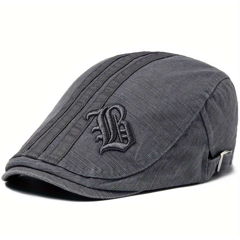 1pc Vintage Beret Hat Vintage Men's Embroidery Beret Spring Autumn Flat Cap Adjustable Visor Hat