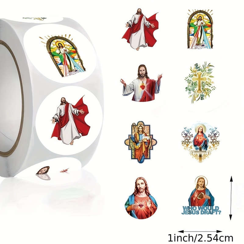500pcs  roll Jesus Christian Themed Stickers