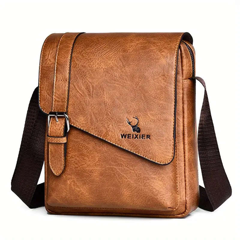1pc Men's New Shoulder Bag Messenger Handbag Casual Fashion New Pu Material Bag