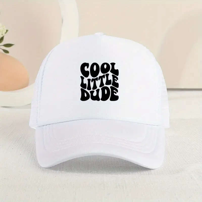 1pc Casual Trendy COOL LITTLE DUDE Mesh Stitching Cap Sun Protection Comfortable Breathable Cap